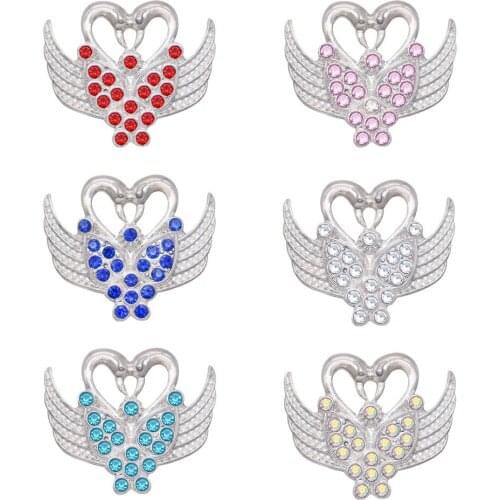 Crystal Swan LOVE 18mm Metal snap button jewelry DIY bracelet KC8400