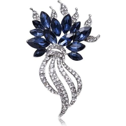 Crystal blue diamond brooch ink alloy diamond brooch brooch rose Jin Bai K supply factory direct sale spot