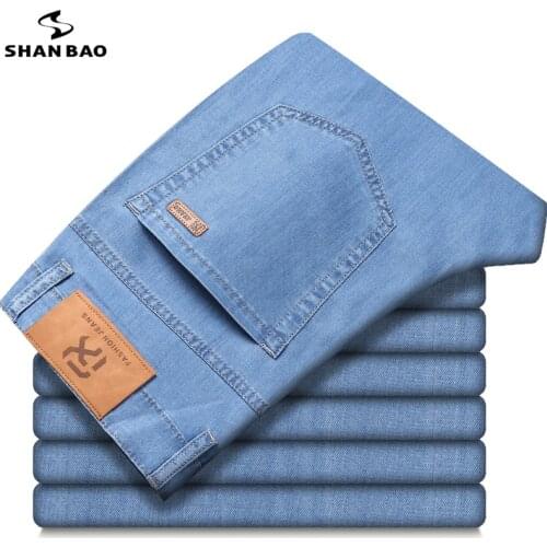 2021 spring summer classic brand business casual mens straight thin denim jeans high-quality Lyocell stretch lightweight jeans
