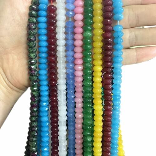 Jewelry Making Loose Spacers Stone Beads DIY Necklace Bracelet Crystal Rubys Aquamarin Amethysts Zoisite Topazs Abacus 15"A147