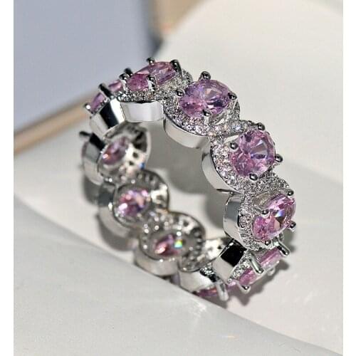 Exquisite Silver Unique Design CZ Ring Paved with Austrian Zircon Fashion Womens Ring Jewelry Promise Rings for Wedding Rings