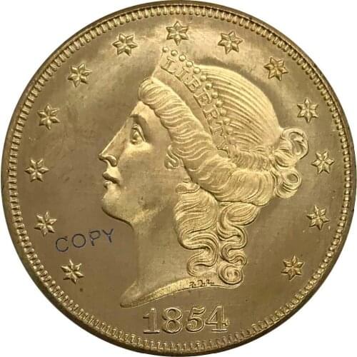 O 1854 United States 20 Twenty Dollars Liberty Head Double Eagle Gold coin Brass Collectibles Copy Coin