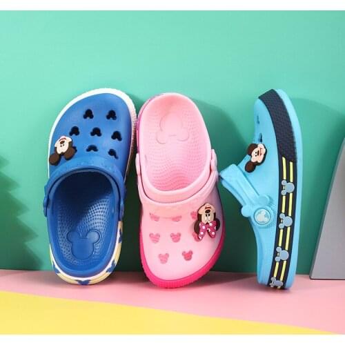 Disney cartoon boys and girls casual shoes summer slippers Mickey mouse garden beach hole shoes
