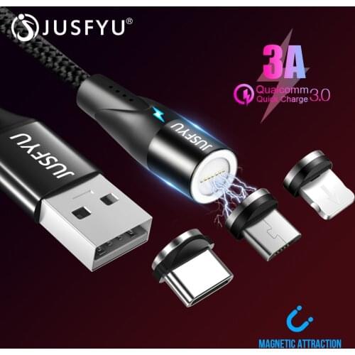 Fast Charging Magnetic Cable 1M Micro usb Type C For iPhone 6 7 8 XR Samsung Xiaomi 3A Microusb Type-C Magnet Charger Data Cable