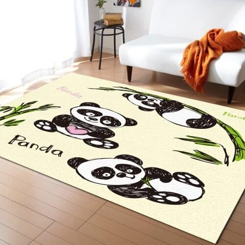 Cute Cartoon Animal Panda Bamboo Carpet for Living Room Rug Kids Bedroom Bedside Rugs Carpets Home Sofa Table Decor Mat