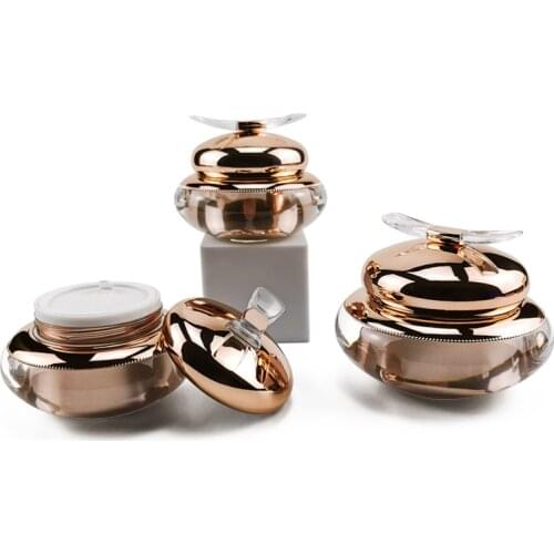 15g 30g 50g Refillable Acrylic Face Cream Jar Upscale Cosmetic Cream Containers Rose Gold Makeup Eyeshadow Jars Empty Bottles