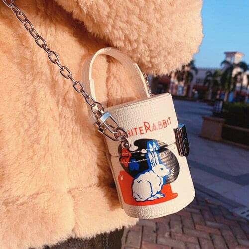 Fashion Design Women Mini Shoulder Crossbody Bag Rabbit Pattern Female Bucket Bags Retro Ladies Small Portable Purse Handbags