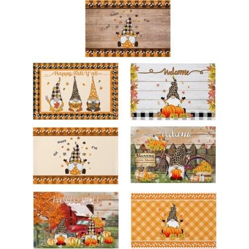 Set of 4 Kitchen Placemat Thanksgiving Tableware Mat Gnome Decorative Table Mats