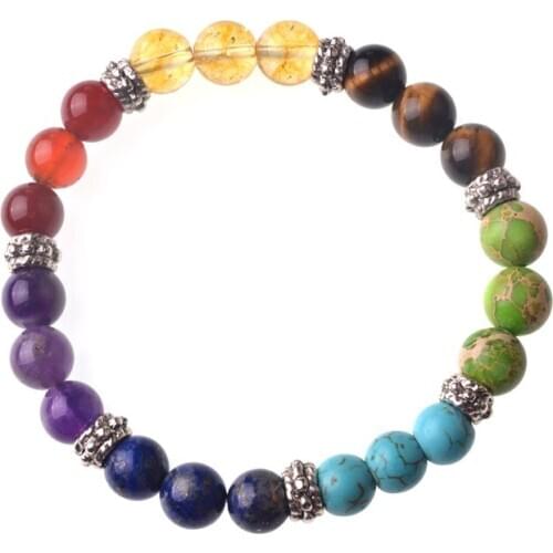 Natural Stone Beaded Bracelet 7 Chakra Beads Birthstone For Women Gift