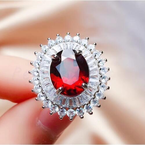 Natural real garnet luxury style ring 925 sterling silver 3ct gemstone Fine handworked jewelry #R99151