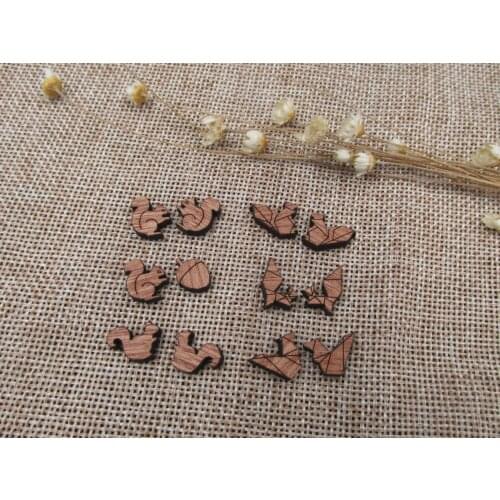 Laser Cut Wood Cabochon Squirrel Charms Jewelry Accessory For DIY Handmade Earring Stud Pin Making
