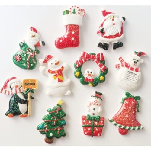 NEW DIY 10PCS Glitter Resin hand painting Christmas series Flatback stone/Children scrapbook crafts Ornaments SW20