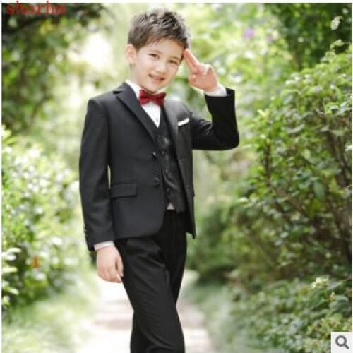 New fashion Boys 4Pcs Winter Clothing Set British Style School Boys Waistcoat Uniform Suit with Shirt Boys Wedding Suit
