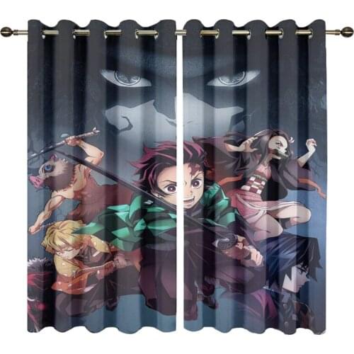 Customized Window Curtains For Bedroom Modern Demon Slayer Print Curtains For Living Room High Density Fabrics Window Shade