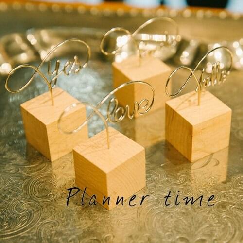 Original Fresh Gift Memo YES/HELLO/SMILE/LOVE Business Card Album c02 Multi-Function Wood Clip