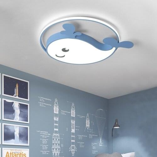Led Ceiling Light Dimmable Dolphin baby room decor Ceiling Lights Creative boys girls kids Bedroom Lamp Sleeping Room chandelier