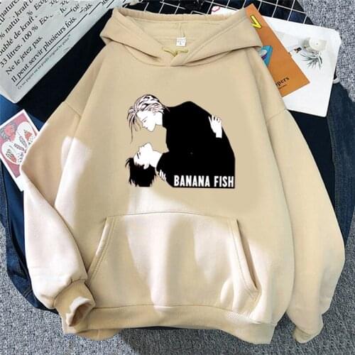 Japanese Anime Banana Fish Men Hoodies Autumn Fashion Loose Harajuku Streetwear Fun Cartoon Print Short Sleeve Ropa Hombre