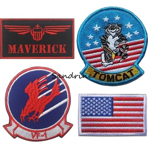 Us navy flight suit TOM Cat Military Army Tactical Embroidery Patches For Clothes Clothing Emblem Appliques Badges
