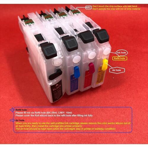 YOTAT refillable ink cartridge LC101 for Brother MFC-J285DW MFC-J450DW MFC-J470DW MFC-J475DW MFC-J650DW MFC-J870DW MFC-J875DW