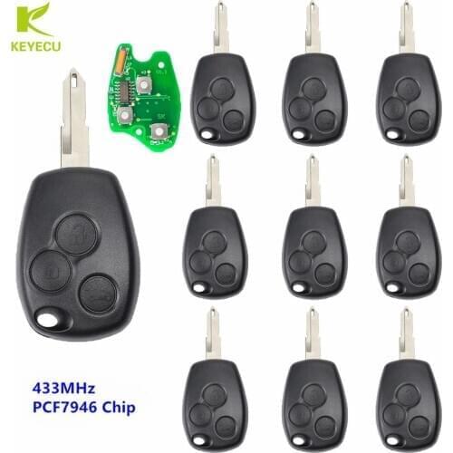 KEYECU Replacement Remote Head Key fob 433MHz PCF7946 Chip for Renault Clio Duster Kangoo Primastar Modus Master Kubistar Uncut