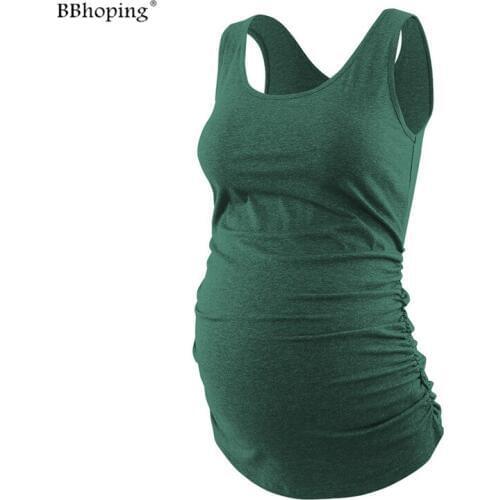 Womens Seamless Classic Side Ruched T-Shirt Tank Tops Mama Maternity Clothes Round Neck Loose Casual Pregnancy Tees Ropa Mujer