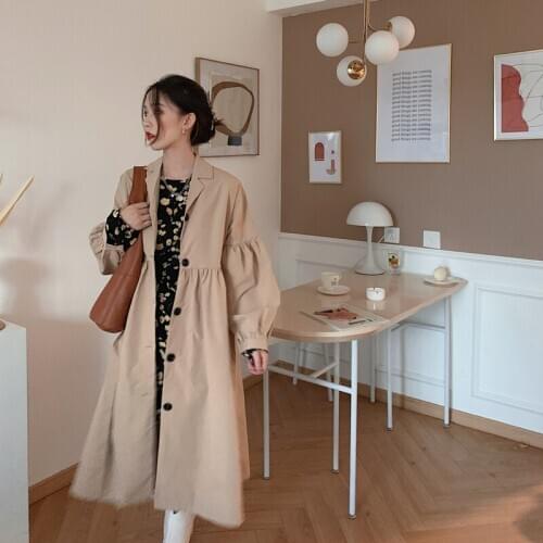 2020 Women Autumn Slim Waist A-line Long Jacket Windbreaker Female Single Breasted Trench Coat Sashes Casual Cloak