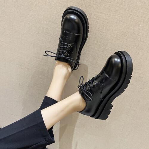 Vintage Harajuku shoes Korean version of the retro lace small shoes fashion British College wind Oxford shoes womens Mary Janes