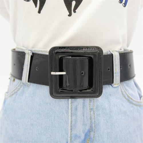 2021 Women Fashion International Trend 5cm Width Women Belts Pin Design Imitation Leather PU Belts