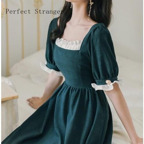 2020 Autumn Winter New Arrival Hot Sale Square Collar Long Sleeve Women Long Dress