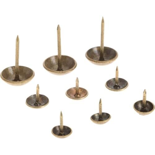 100Pcs Antique Bronze Iron Upholstery Nails Jewelry Gift Wine Case Sofa Decorative Tack Stud Pushpin Doornail Hardware