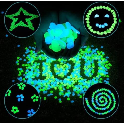 100PCS Glow Stones Luminous Stone for Garden Walkways Aquarium Rocks for Fish Tank Decoration Glow In The Dark Yard Garden Decor