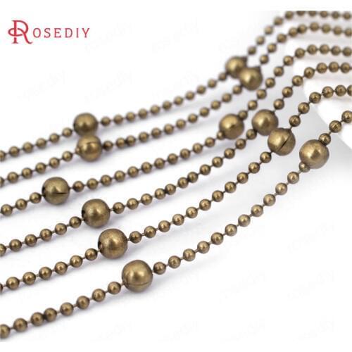28101)5 Meter 1.5MM and 3.5MM Antique Bronze Copper Station Ball Chain Round beads chains Diy Jewelry Findings Accessories