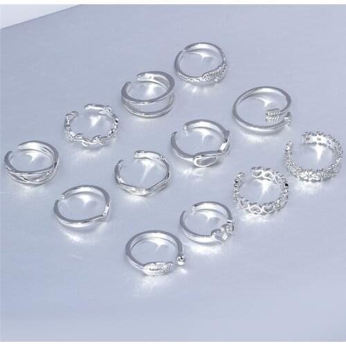 Arrow Tail Various Types Band Adjustable Open Toe Rings for Women Summer Beach Vacation Knuckle Small Finger Ring Set 3-12PCS