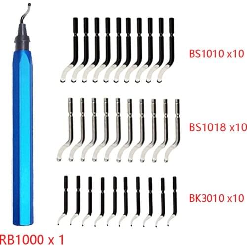 Handle Burr Metal Repair Deburring Tool Kit 31pc Router Bit Rotary Deburr Blades Remover Hand DeburRed for Wood Plastic