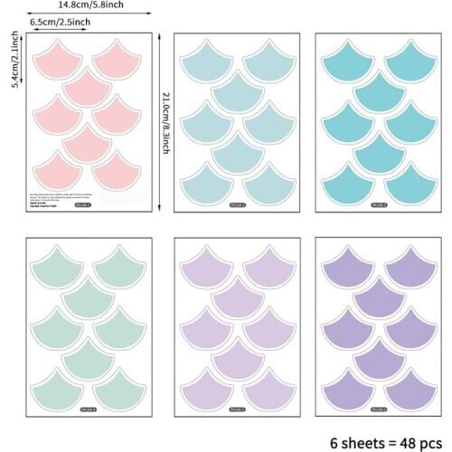 48Pcs/Set Colored Fish Scales DIY Wall Sticker for Bathroom Living Room Tile Wall Decal Free Combination Kindergarten Home Decor