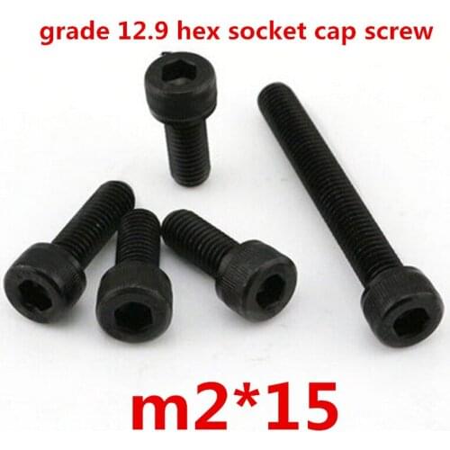 500pcs m2*15 high strength grade 12.9 alloy steel with black oxide hexagonal / hex socket head cap screw