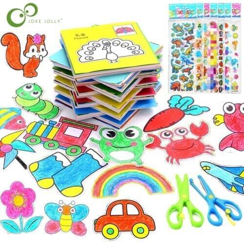 59Pcs Kids Cartoon Color Paper Folding Cutting & Stickers Toys Child Kingergarden Art Craft DIY Learning Education Toy Gift ZXH