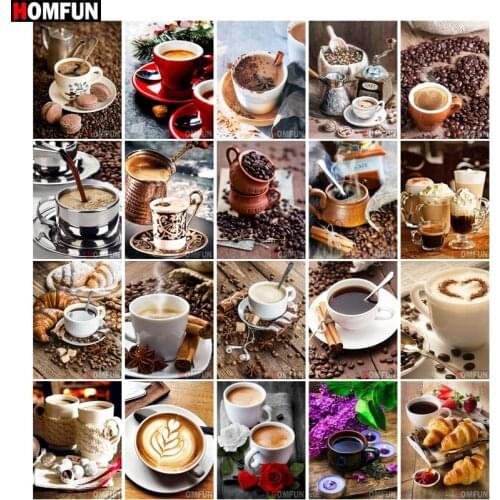 HOMFUN Full Drill Diamond Painting "Coffee Bread" DIY Picture Of Rhinestone 5D Diamond Embroidery Cross Stitch Decor