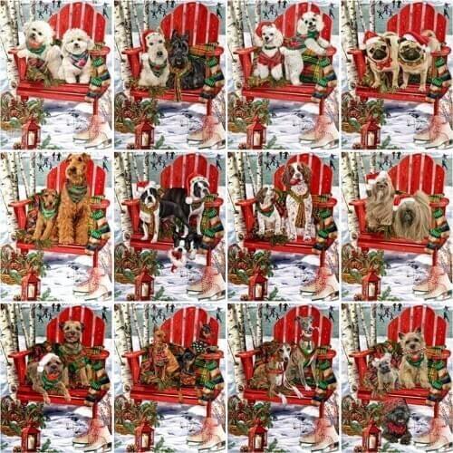 ARMYQZDiamond painting animal cross stitch round diamond square diamond diamond embroidery chair mosaic winter snow decoration f