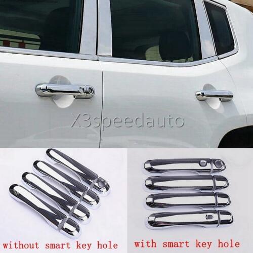 Car-styling For Jeep Renegade Side Door Handle Cover Trim 8pcs For 2015-2018 Chrome ABS