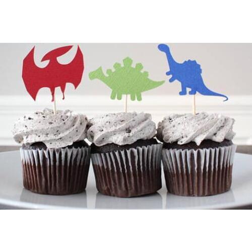 Glitter Dinosaur boy birthday cupcake toppers baby shower Christening baptism party decoration doughnut dessert toothpicks