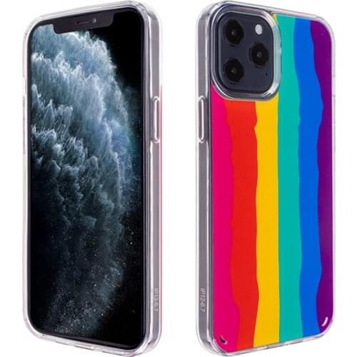 Printed mobile cell phone cases cover rainbow pattern transparent clear phone cover for iphone 11 12 Pro Max