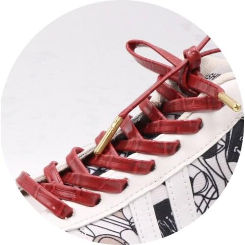 Coolstring 7MM Shoe Accessories PU Leather Flat Cord Men Women Sneaker 2020 Fashion Lace Deep Red For Kid sznurówk Drop Shipping