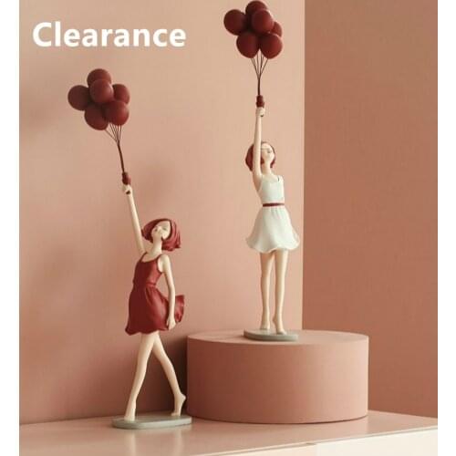 Luxury creative Balloon Girl Decoration for home Figure sculpture statue Living Room Bedroom Desk Ornaments craft Christmas gift