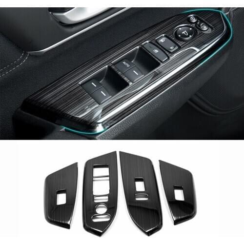 For Honda CR-V CRV 2017 18 19 2020 Car Door Armrest Window Glass Lift Switch Button Cover Trim Accessories Stainless Steel black