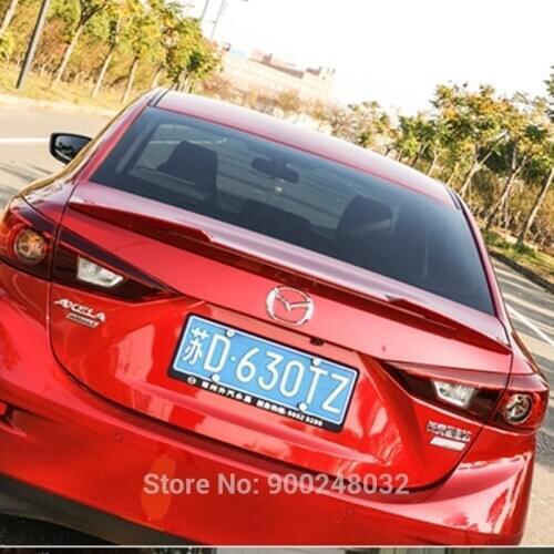 For Mazda 3 Axela Car Decoration LED Spoiler ABS Plastic Unpainted Color Rear Roof Spoiler Wing Trunk Lip Boot Cover Car Styling