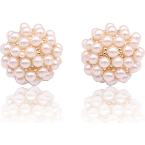 Elegant Cluster Pearl Teardrop Flower Design Stud Earrings Fashion Jewelry for Women Valentines Day Gifts for Her