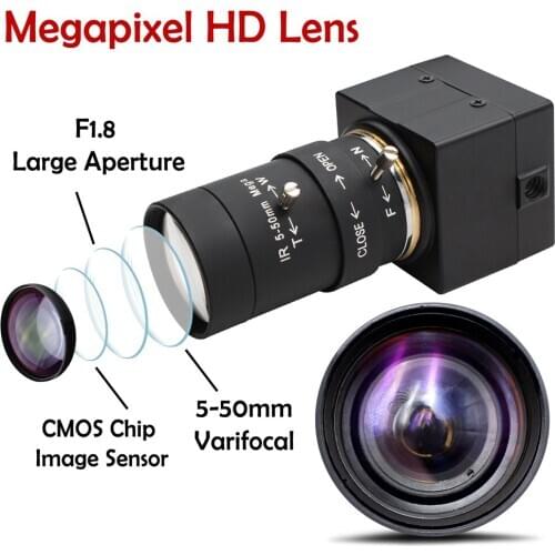ELP 10x Zoom Webcam 5-50mm Lens Manual Focus 2Megapixles H.264 Cmos Color 1080P Camera module UVC With Microphone