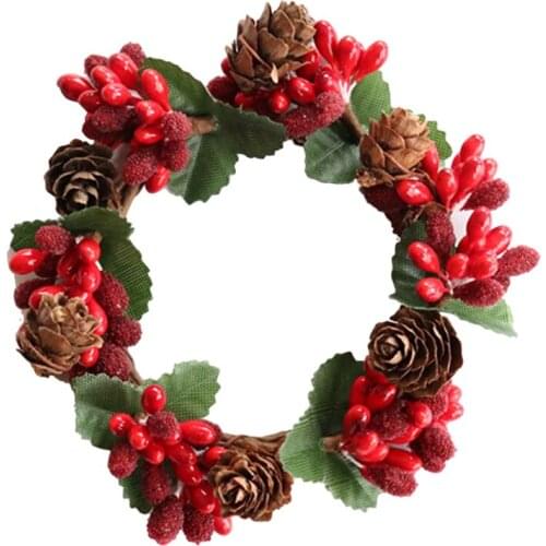 Simulation Decoration Christmas Wreath True And False Pine Cones Creative Home Candle Ring Ornaments Decorative Wreath