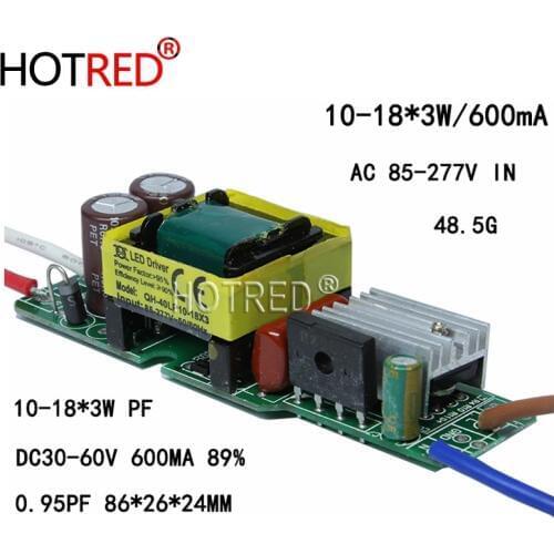 3 Pieces Isolation 36W AC85-277V LED Driver 10-18x3W 600mA DC30-60V LEDPowerSupply Constant Current LED Bulb Lamp Free Shipping
